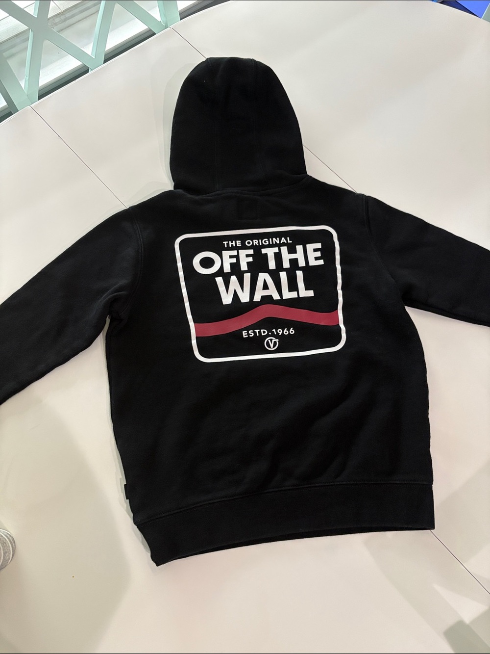 Vans Black Hoodie with White and Red Logo